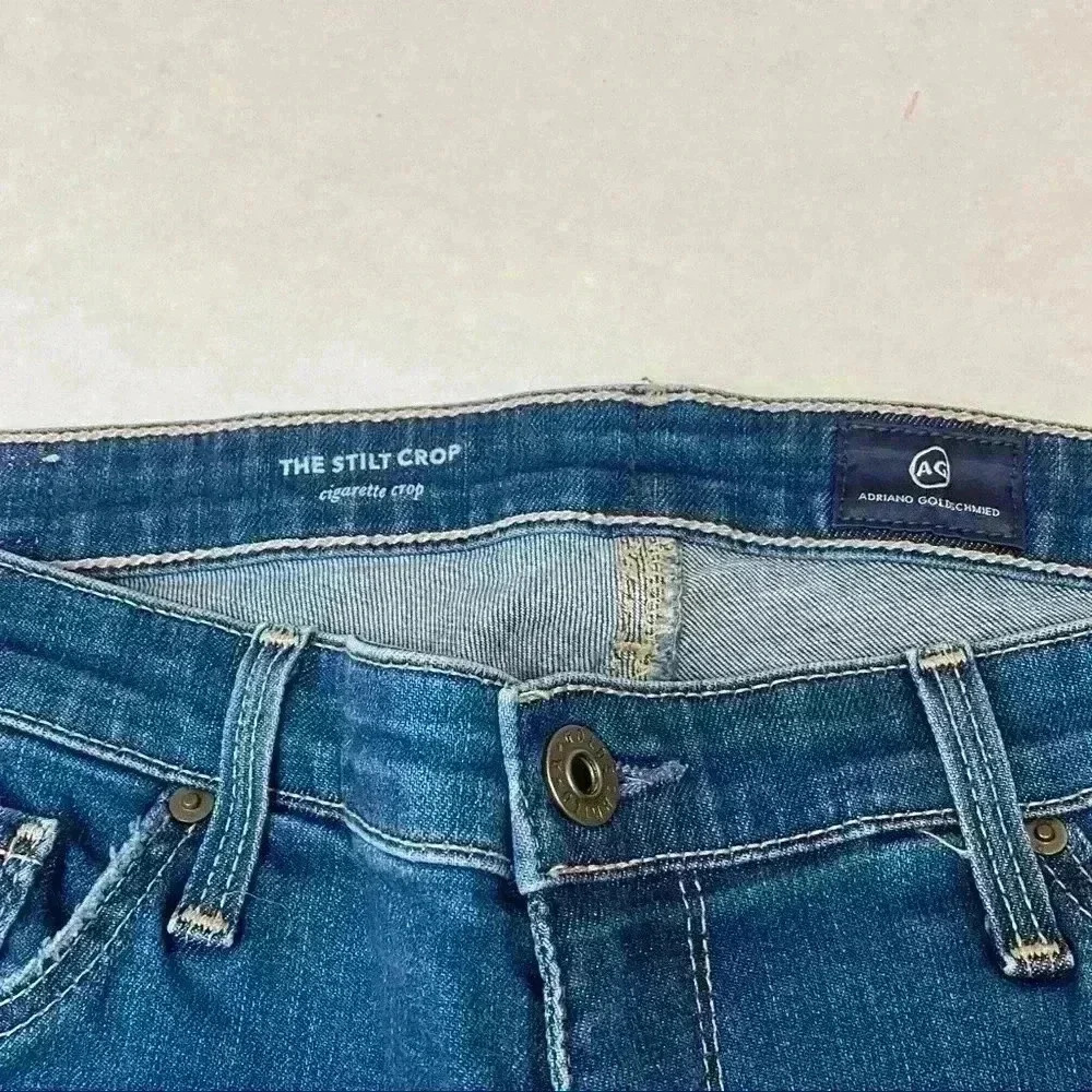 Ag Adriano Goldschmied the stilt crop cigarette crop distressed jeans denim - Picture 3 of 4